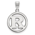 Sterling Silver Rhodium-plated LogoArt Rutgers University Letter R Medium Circle Pendant