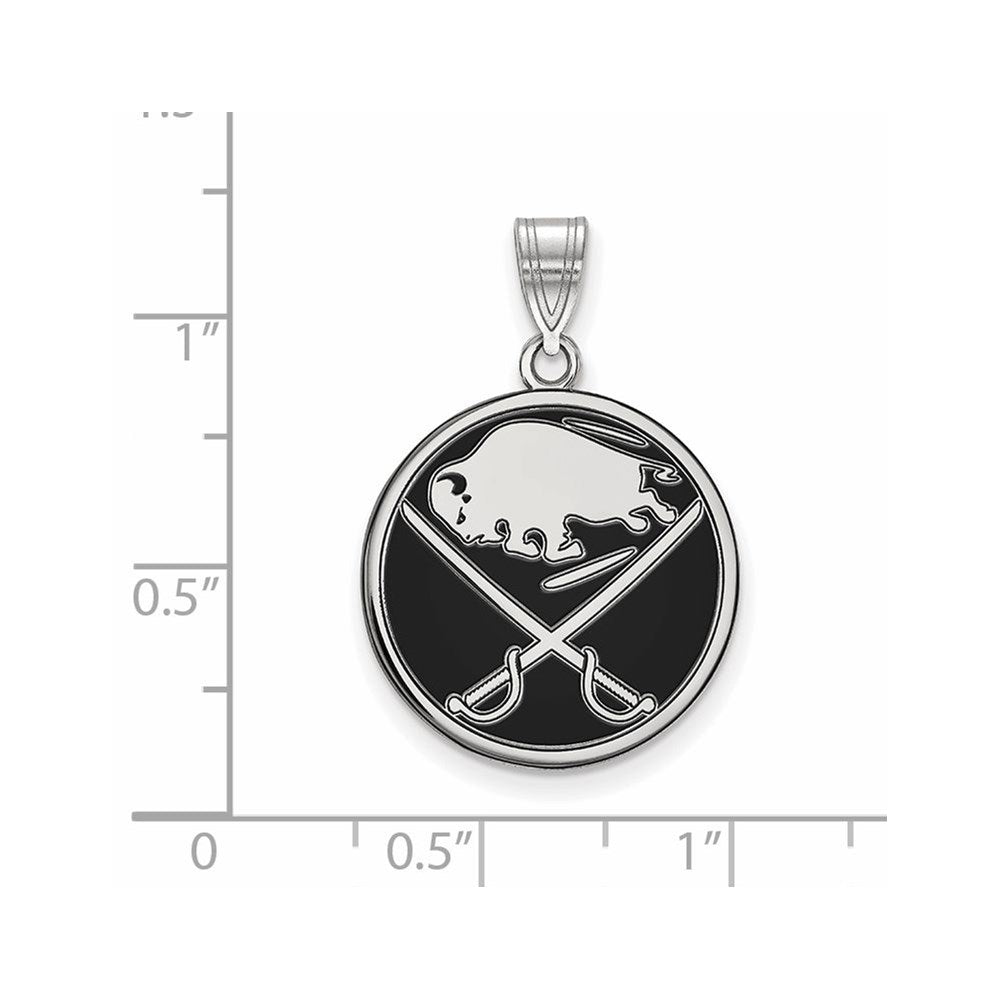 Sterling Silver Rhodium-plated NHL LogoArt Buffalo Sabres Large Enameled Pendant