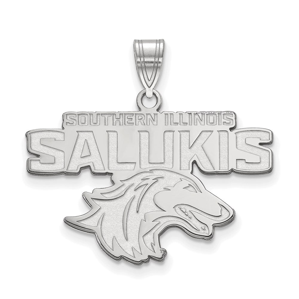 Sterling Silver Rhodium-plated LogoArt Southern Illinois University Salukis Large Pendant