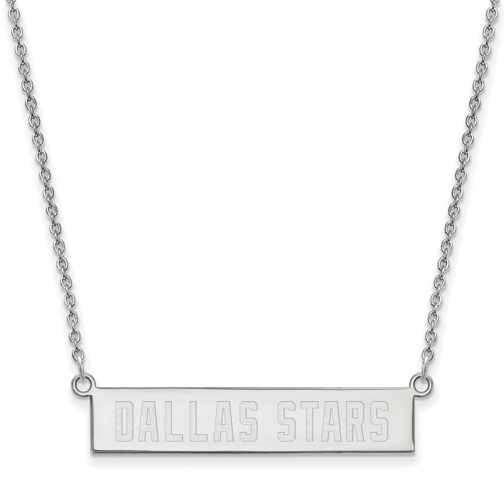 Sterling Silver Rhodium-plated NHL LogoArt Dallas Stars Small Bar 18 inch Necklace