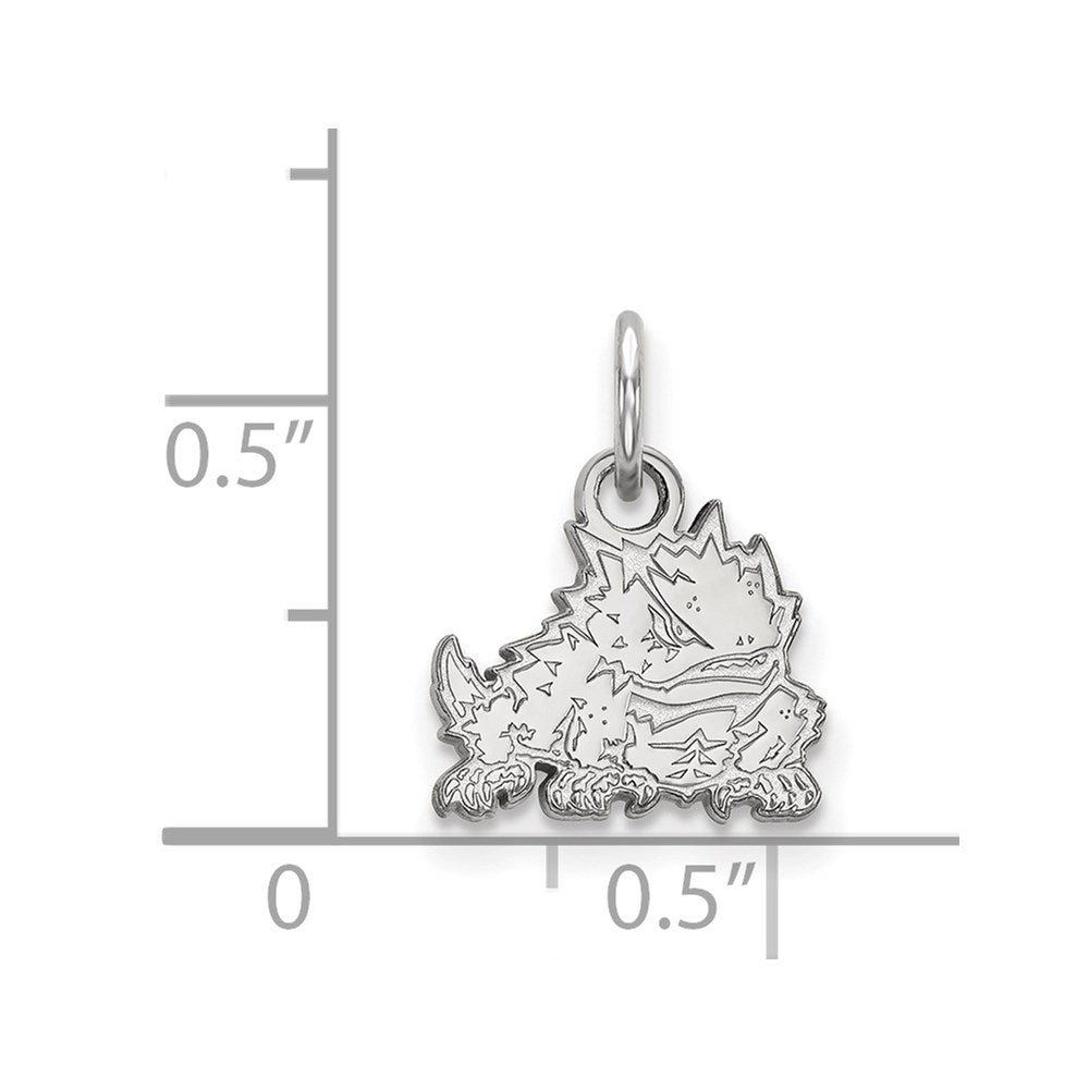 14k White Gold LogoArt Texas Christian University Horned Frog Extra Small Pendant