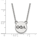 Sterling Silver Rhodium-plated LogoArt Theta Phi Alpha Sorority Greek Letters Small Black Enamel Pendant 18 inch Necklace