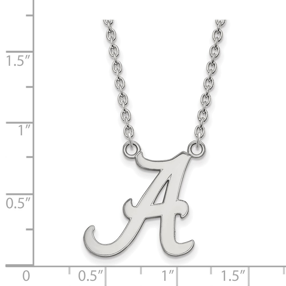 Sterling Silver Rhodium-plated LogoArt University of Alabama Letter A Large Pendant 18 inch Necklace