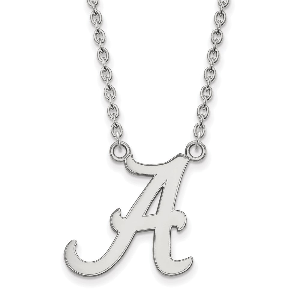 14k White Gold LogoArt University of Alabama Letter A Large Pendant 18 inch Necklace