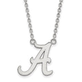 Sterling Silver Rhodium-plated LogoArt University of Alabama Letter A Large Pendant 18 inch Necklace