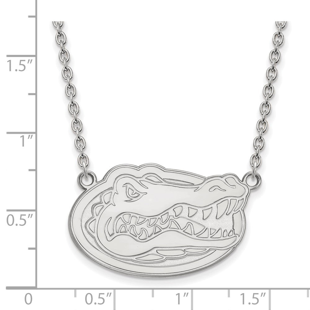 Sterling Silver Rhodium-plated LogoArt University of Florida Gator Large Pendant 18 inch Necklace