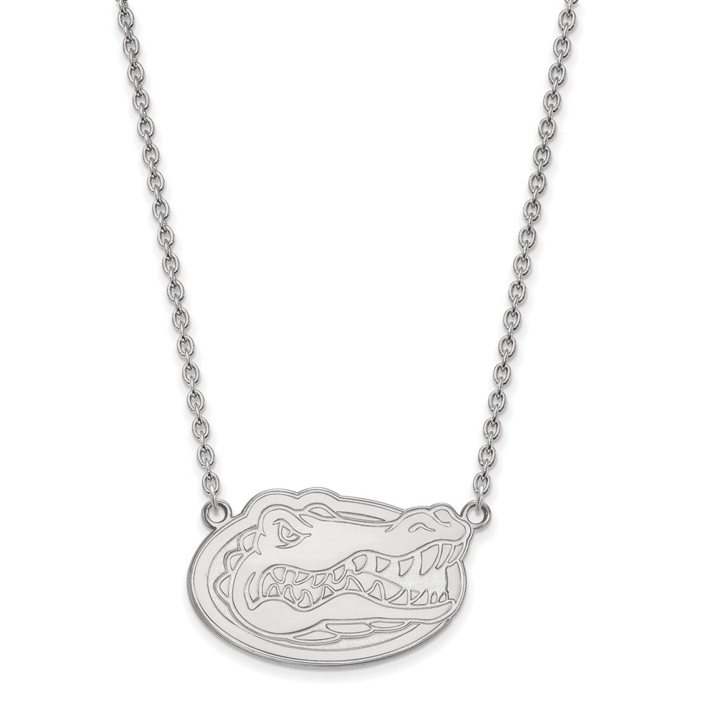 Sterling Silver Rhodium-plated LogoArt University of Florida Gator Large Pendant 18 inch Necklace