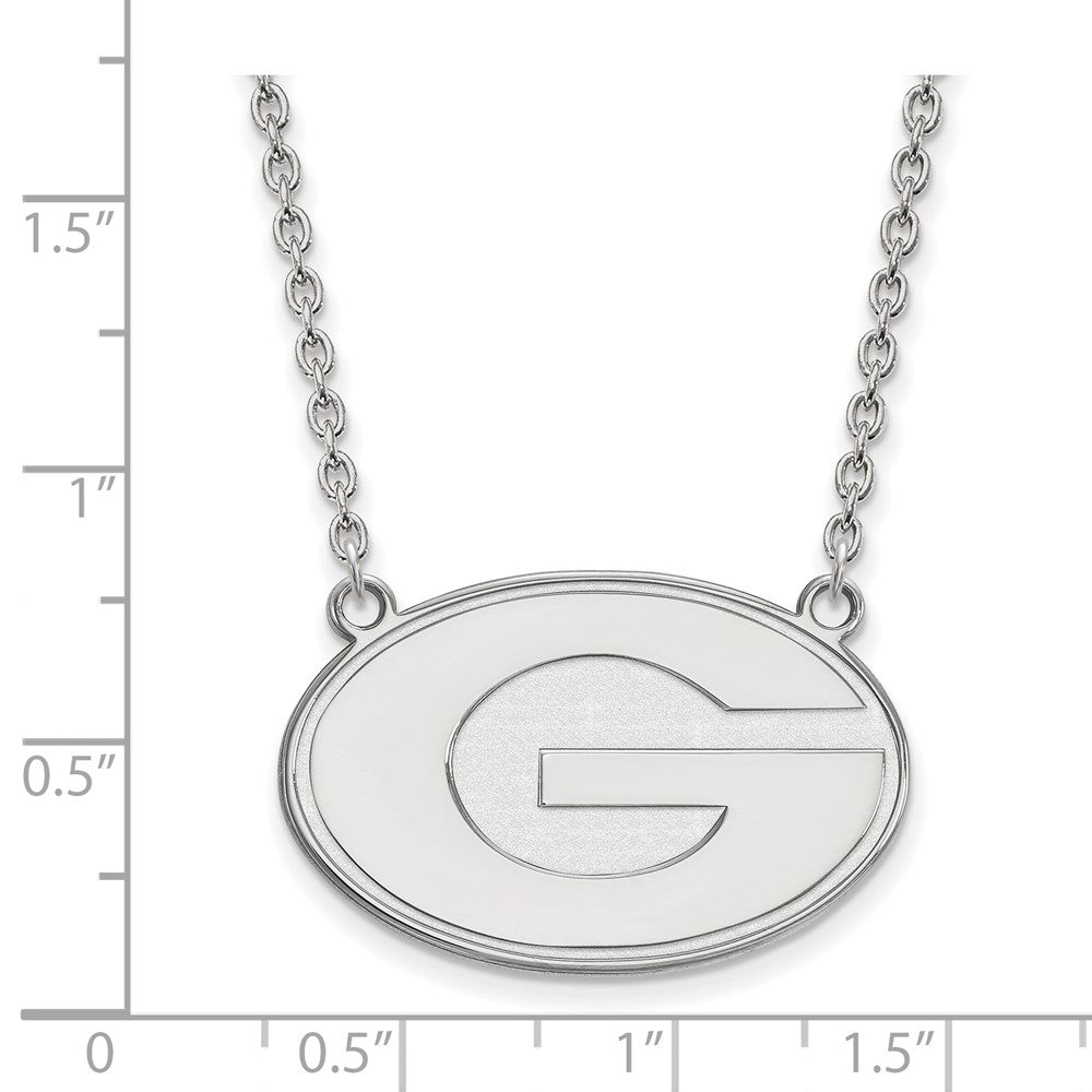 14k White Gold LogoArt University of Georgia Letter G Large Pendant 18 inch Necklace