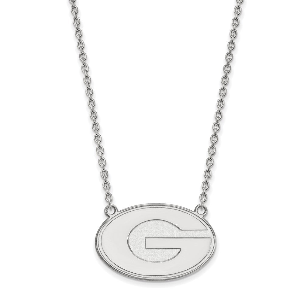 14k White Gold LogoArt University of Georgia Letter G Large Pendant 18 inch Necklace