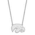 Sterling Silver Rhodium-plated LogoArt University of Iowa Hawk Large Pendant 18 inch Necklace