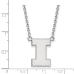 Sterling Silver Rhodium-plated LogoArt University of Illinois Letter I Large Pendant 18 inch Necklace