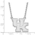 14k White Gold LogoArt University of Kentucky U-K Large Pendant 18 inch Necklace