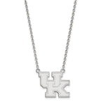 14k White Gold LogoArt University of Kentucky U-K Large Pendant 18 inch Necklace