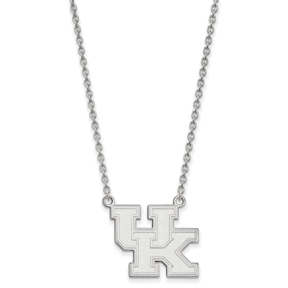 Sterling Silver Rhodium-plated LogoArt University of Kentucky U-K Large Pendant 18 inch Necklace