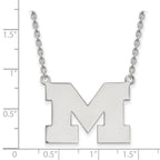 Sterling Silver Rhodium-plated LogoArt University of Michigan Letter M Large Pendant 18 inch Necklace