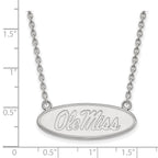 14k White Gold LogoArt University of Mississippi Ole Miss Large Oval Pendant 18 inch Necklace