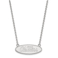 14k White Gold LogoArt University of Mississippi Ole Miss Large Oval Pendant 18 inch Necklace