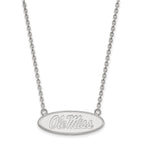 14k White Gold LogoArt University of Mississippi Ole Miss Large Oval Pendant 18 inch Necklace