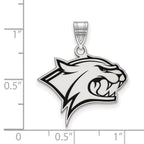 Sterling Silver Rhodium-plated LogoArt University of New Hampshire Wildcat Large Enameled Pendant