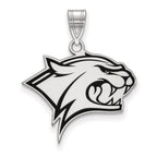 Sterling Silver Rhodium-plated LogoArt University of New Hampshire Wildcat Large Enameled Pendant