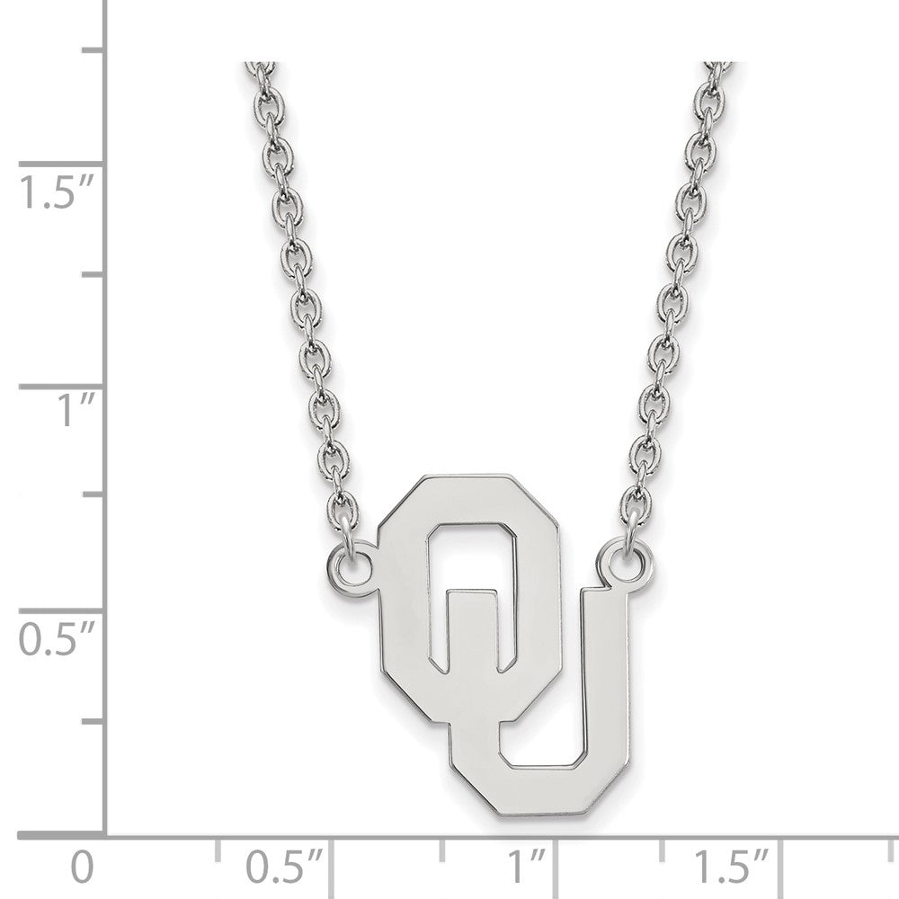 Sterling Silver Rhodium-plated LogoArt University of Oklahoma O-U Large Pendant 18 inch Necklace