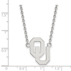 Sterling Silver Rhodium-plated LogoArt University of Oklahoma O-U Large Pendant 18 inch Necklace