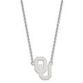 Sterling Silver Rhodium-plated LogoArt University of Oklahoma O-U Large Pendant 18 inch Necklace