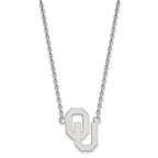 Sterling Silver Rhodium-plated LogoArt University of Oklahoma O-U Large Pendant 18 inch Necklace