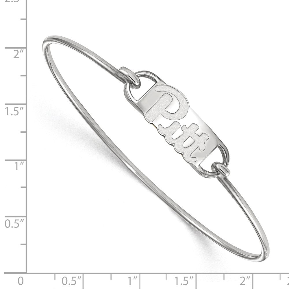 Sterling Silver Rhodium-plated LogoArt University of Pittsburgh Small Center 7 inch Wire Bangle