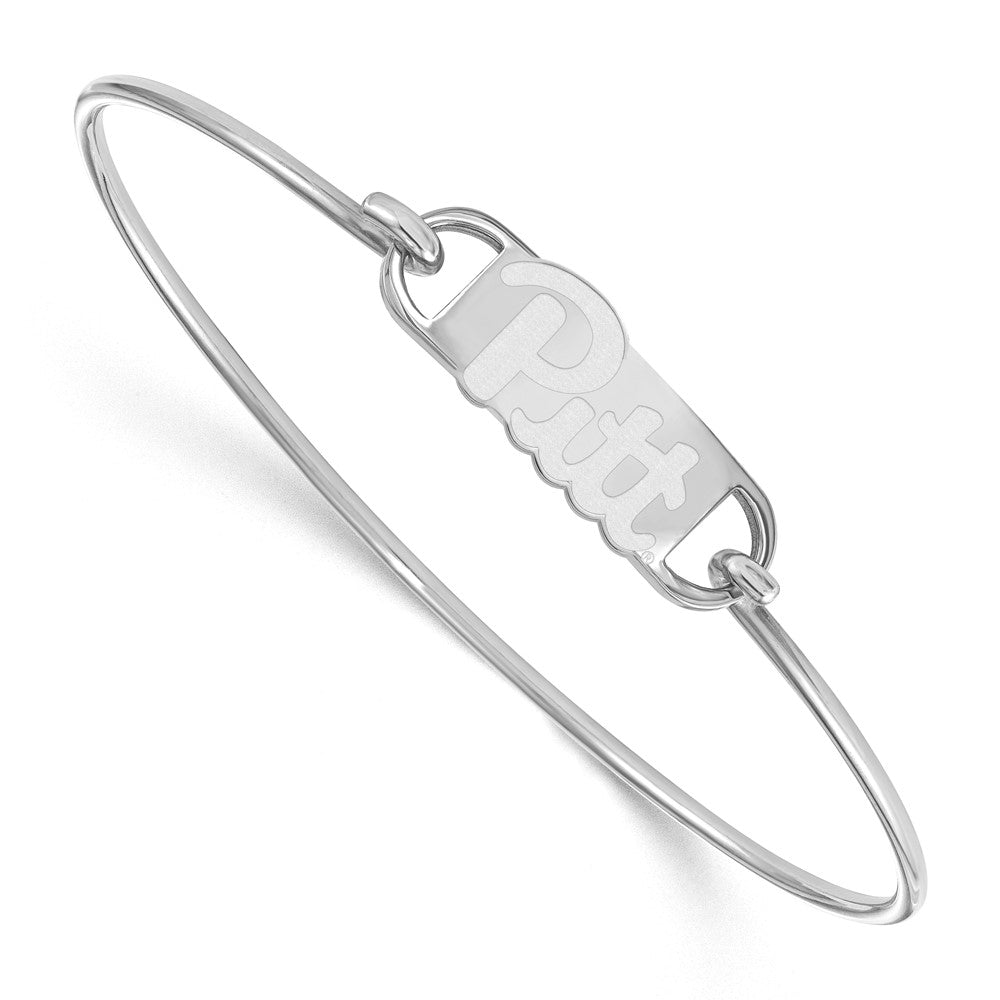 Sterling Silver Rhodium-plated LogoArt University of Pittsburgh Small Center 7 inch Wire Bangle