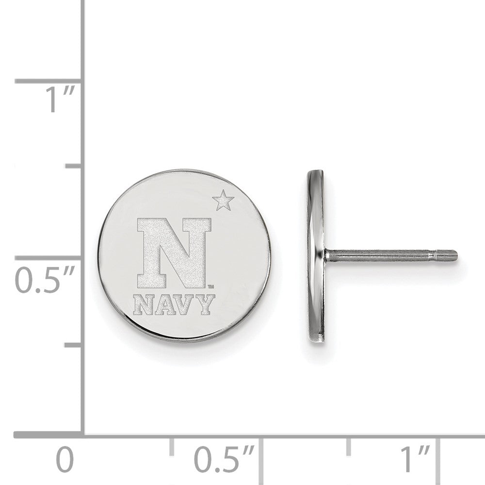 Sterling Silver Rhodium-plated LogoArt US Naval Academy Small Disc Post Earrings