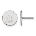 Sterling Silver Rhodium-plated LogoArt US Naval Academy Small Disc Post Earrings
