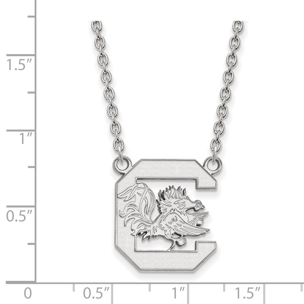 Sterling Silver Rhodium-plated LogoArt University of South Carolina Large Pendant 18 inch Necklace
