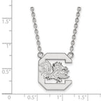 10k White Gold LogoArt University of South Carolina Large Pendant 18 inch Necklace