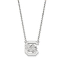 10k White Gold LogoArt University of South Carolina Large Pendant 18 inch Necklace