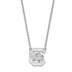 10k White Gold LogoArt University of South Carolina Large Pendant 18 inch Necklace