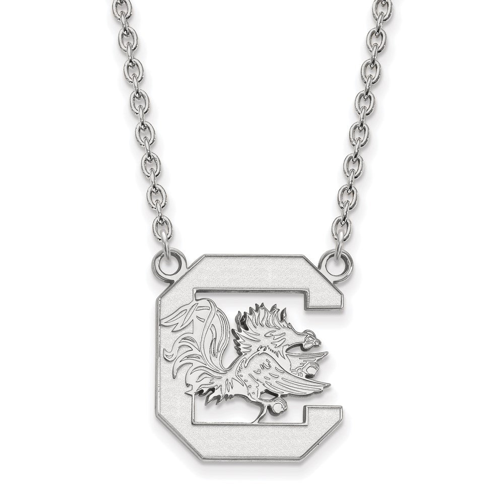 Sterling Silver Rhodium-plated LogoArt University of South Carolina Large Pendant 18 inch Necklace
