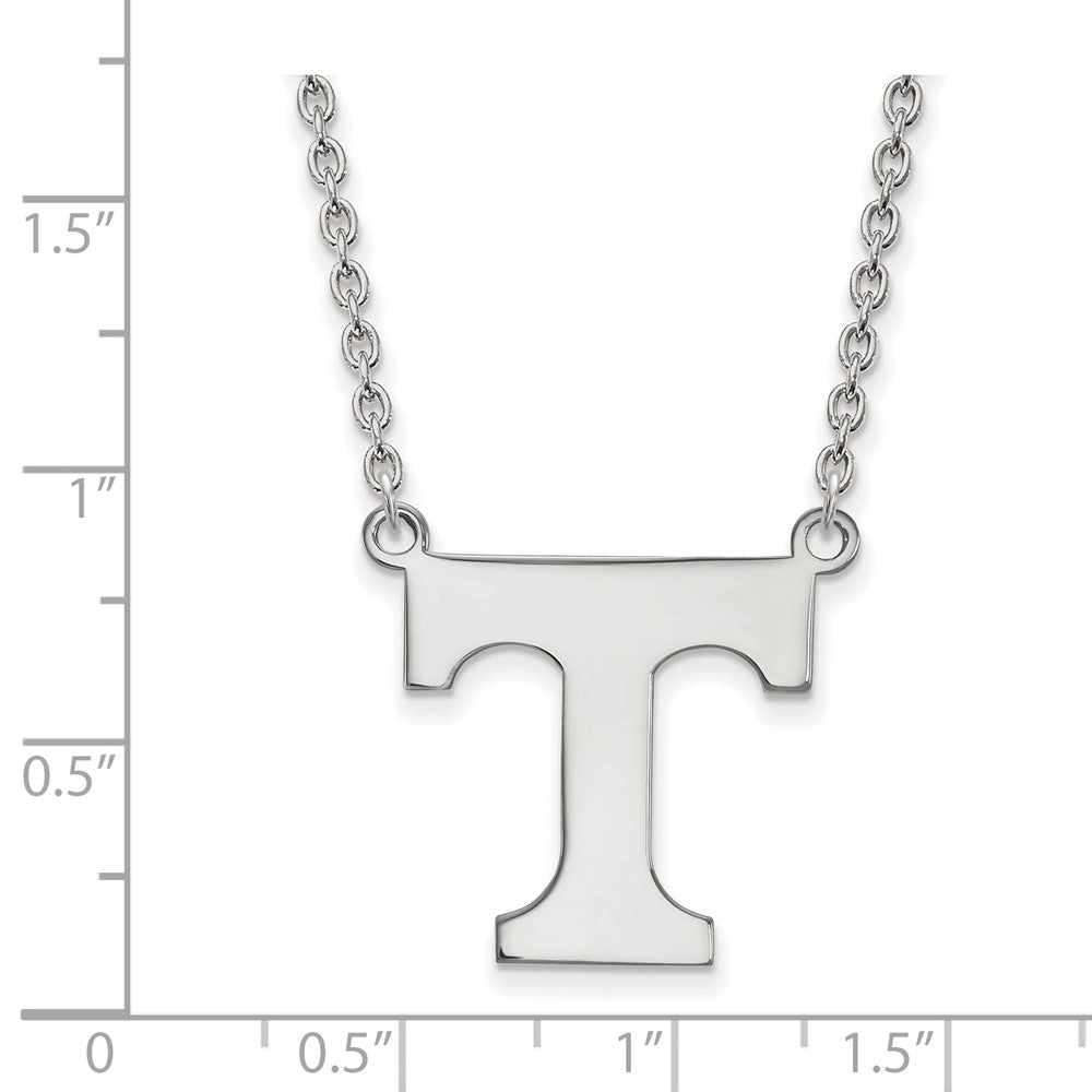 Sterling Silver Rhodium-plated LogoArt University of Tennessee Letter T Large Pendant 18 inch Necklace