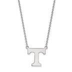 14k White Gold LogoArt University of Tennessee Letter T Large Pendant 18 inch Necklace