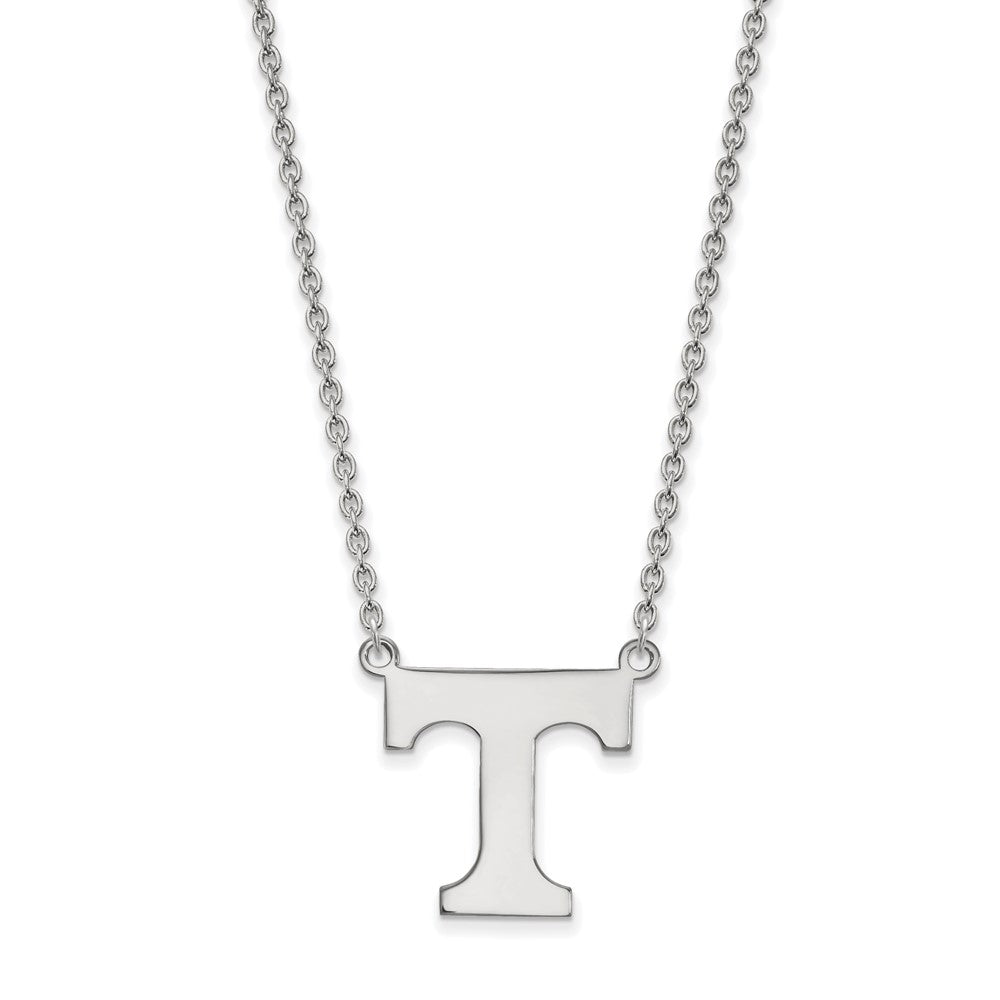 10k White Gold LogoArt University of Tennessee Letter T Large Pendant 18 inch Necklace