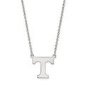 10k White Gold LogoArt University of Tennessee Letter T Large Pendant 18 inch Necklace