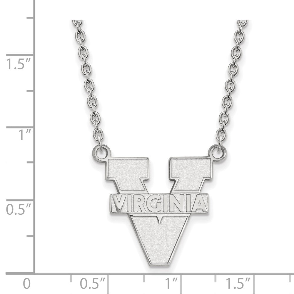 14k White Gold LogoArt University of Virginia Large Pendant 18 inch Necklace