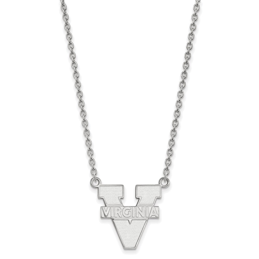 14k White Gold LogoArt University of Virginia Large Pendant 18 inch Necklace