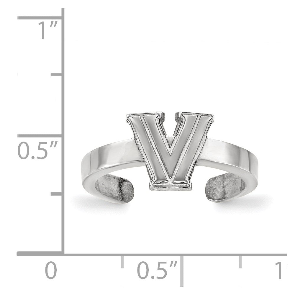 Sterling Silver Rhodium-plated LogoArt Villanova University Letter V Toe Ring