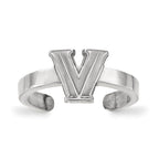 Sterling Silver Rhodium-plated LogoArt Villanova University Letter V Toe Ring