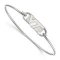 Sterling Silver Rhodium-plated LogoArt Virginia Tech V-T Small Center 7 inch Wire Bangle