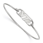 Sterling Silver Rhodium-plated LogoArt Virginia Tech V-T Small Center 7 inch Wire Bangle