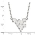 Sterling Silver Rhodium-plated LogoArt West Virginia University W-V Large Pendant 18 inch Necklace
