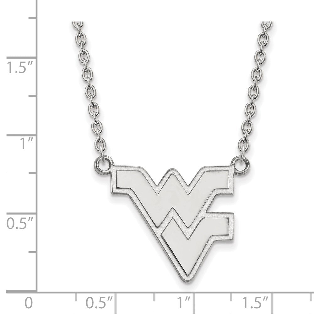 14k White Gold LogoArt West Virginia University W-V Large Pendant 18 inch Necklace