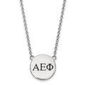 Sterling Silver Rhodium-plated LogoArt Alpha Epsilon Phi Sorority Greek Letters Small Black Enamel Pendant 18 inch Necklace